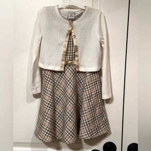 Sweet Heart Rose Plaid Girls Dress and Cardigan Size 6